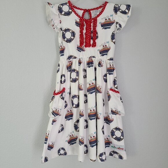 Other - Chris N Missy girls white summer Nautical ships print dress size 7